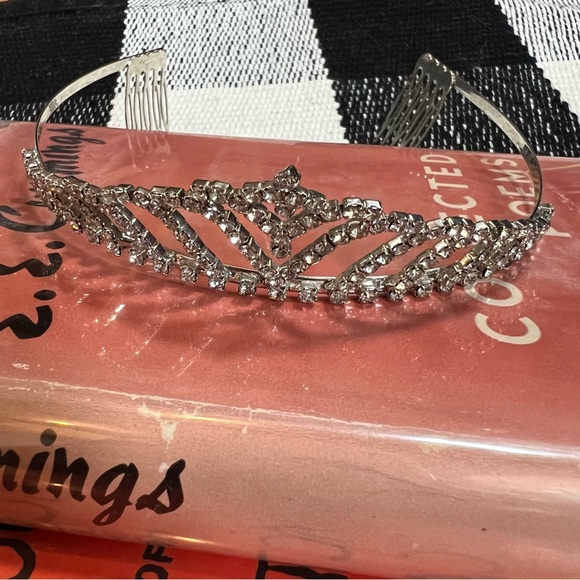 Tiara, Silver Color Metal Crown with Rhinestone Accents main image 5
